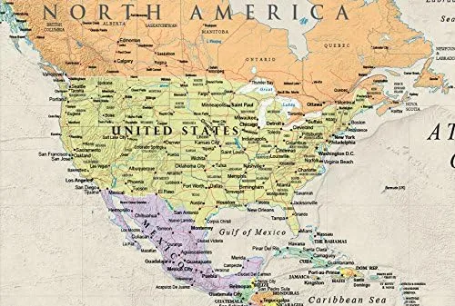 Vista 3 de Set de mapas de Estados Unidos y planisferio para pared Rand McNally.