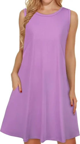 Vista 26 de elescat Women's Summer Dresses Casual Sleeveless Loose Sundress with Pocket Una bandera americana