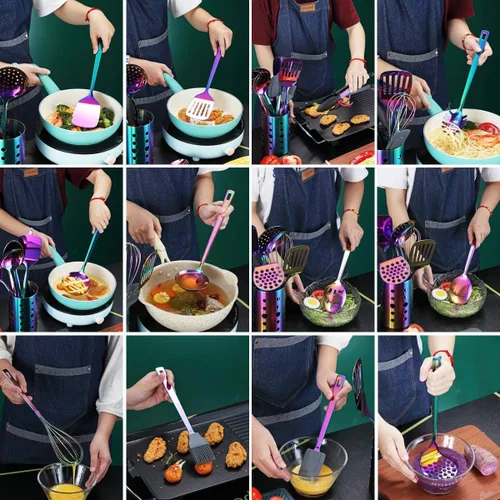 Vista 7 de HOMQUEN - Juego de utensilios de cocina de 13 piezas, (colorido)