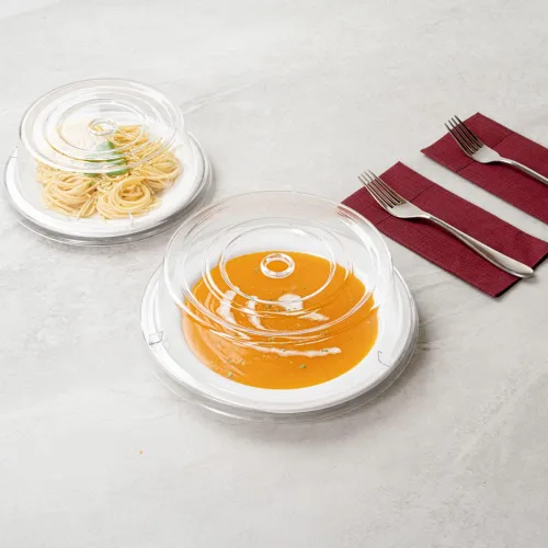 Vista 10 de Restaurantware Cater Tek - Tapa para Plato de Policarbonato de 10.2 Pulgadas, 1 Cubierta de Platos Irrompible - Lavable en Lavavajillas, Resiste