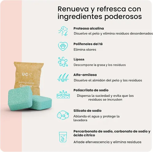 Vista 4 de Uproot Clean Tabletas limpiadoras para lavadoras: paquete de 24 para un suministro de 12 meses. Formulado para dueños de mascotas. Compatible