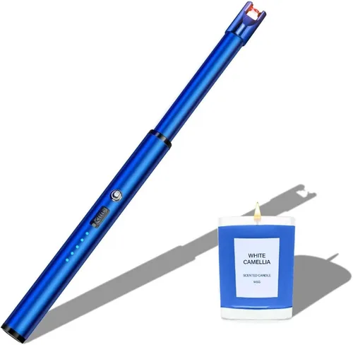 Vista 15 de Navpeak Encendedor de velas eléctrico, resistente al viento, recargable por USB, sin llama, cuello largo, para velas, estufa de gas, chimenea, Negro