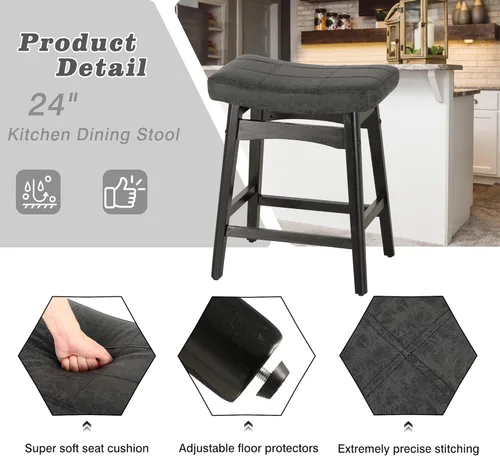 Vista 19 de Sophia & William Taburete de bar de altura de mostrador para isla de cocina, taburetes de mostrador de 24 pulgadas con patas de madera, asiento