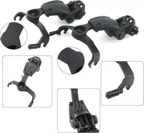 Vista 5 de Auriculares tácticos con diadema desmontable U94 PTT y adaptador de riel, para ARC, Mlok, riel del equipo Wendy, deportes de Airsoft (negro)