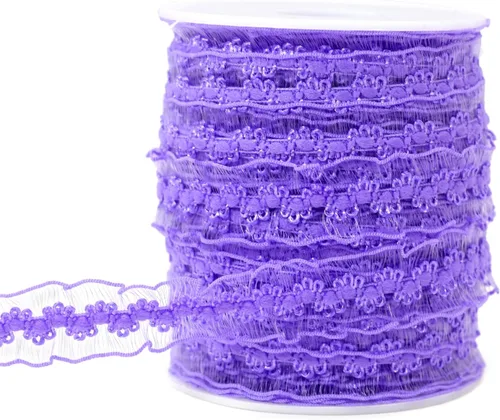 Vista 13 de Cinta elástica naranja con volantes de 25 yardas para coser de 3/4 pulgadas de organza elástica con ribete de encaje de ganchillo, banda elástica