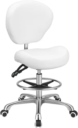 Vista 11 de Kaleurrier Sillas de dibujo ajustables para taburetes: silla alta de oficina para escritorio de pie con respaldo y reposapiés - Taburetes Negro
