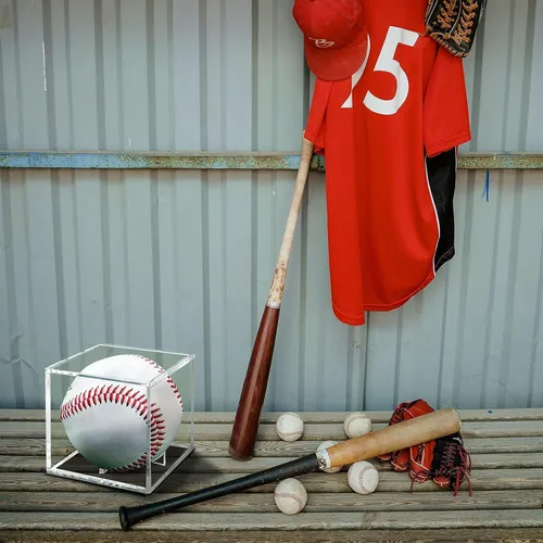 Vista 7 de Paquete de 12 vitrinas de béisbol con protección UV, acrílico transparente, soporte de béisbol cuadrado, protector de bola de recuerdos, caja