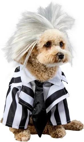 Vista 2 de Rubies Costume Company disfraz de Beetlejuice para mascotas, S, Negro, blanco