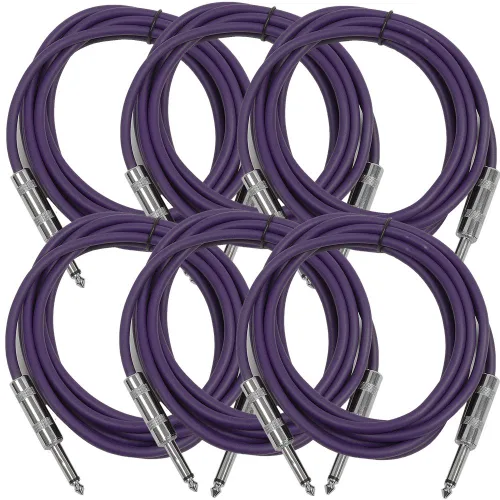 Vista 6 de Seismic Audio SASTSX-10Red-6PK 10 pies TS de 1/4 de pulgada, cable para guitarra, instrumento o parche, color rojo