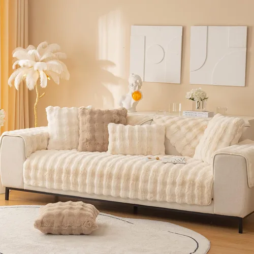 Vista 4 de ele ELEOPTION Funda de cojín para sofá modular, fundas de cojín cálidas y esponjosas para sofá, protector de muebles