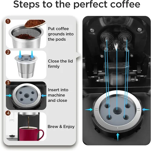 Vista 5 de Tazas K reutilizables para Ke K Supreme Tazas K recargables para Ke K Supreme Plus para cafetera (nuevo paquete de 1)