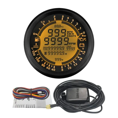 ELING Juego de 6 en 1 Medidor Multifuncional GPS Velocímetro Tacómetro Hora Temperatura del Agua Nivel de Combustible Presión de Aceite Voltímetro