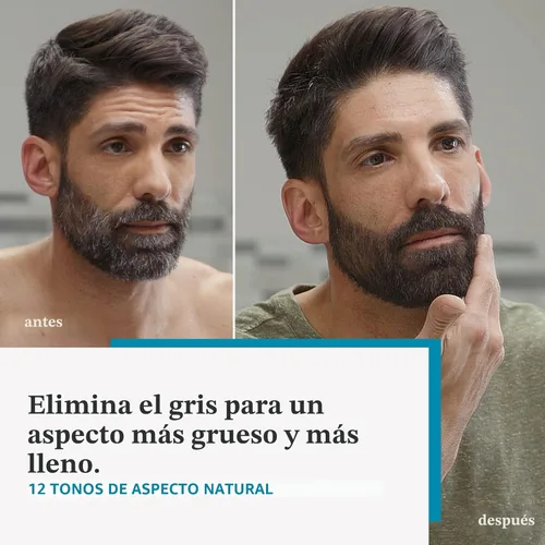 Vista 2 de Just For Men - Tinte para bigote y barba, coloración de barba para cabello gris con cepillo, con queratina, biotina, aloe vera y aceite de coco