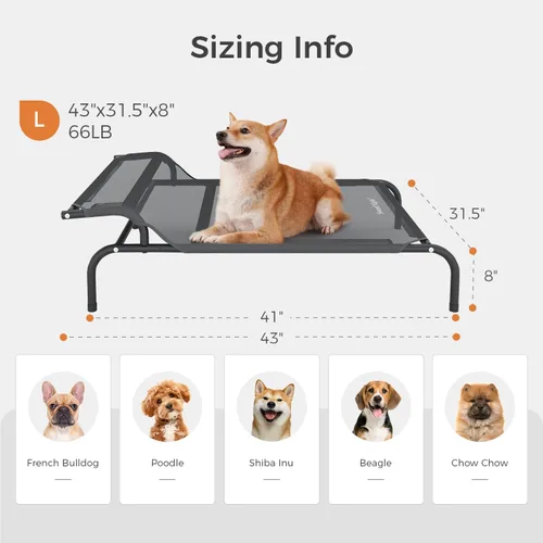 Vista 6 de Sweetnight Cama elevada para perros con reposacabezas para perros grandes Cuna elevada impermeable para exteriores - Cama para perro con marco