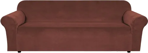 Vista 63 de H.VERSAILTEX Fundas de terciopelo elástico para sofá de dos plazas, fundas para sofá de 2 cojines para sala de estar, fundas deslizables con correas