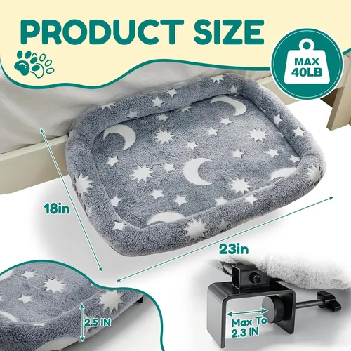 Vista 2 de Bedside Cat Bed Attached to Human Bed with Glow in The Dark