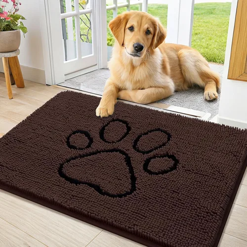 Vista 225 de Smiry Tapete para puerta de perro para patas fangosas, absorbente y Gris y negro