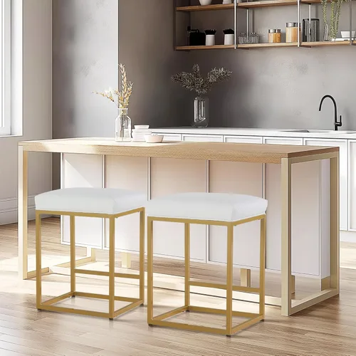 Vista 28 de Juego de 2 taburetes de bar negros para encimera de cocina, taburetes de bar modernos sin espalda de 24 pulgadas, taburetes de bar industriales