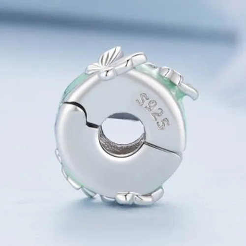 Vista 4 de MEITAIHE Abalorio espaciador de clip para pulsera de plata de ley 925 con clip de bloqueo espaciador para pulsera