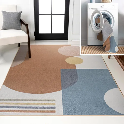 Vista 13 de JONATHAN Y Alfombra de pasillo lavable a máquina color crema/multi, abstracto de algas, glamuroso y botánico, 2X8 pies, para sala de estar