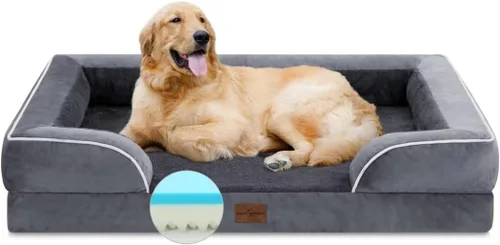 Vista 269 de Comfort Expression Cama ortopédica para perros extra grandes de 45 x 35 pulgadas, cama para mascotas XL de espuma tipo caja de huevos impermeable