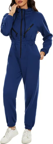Vista 2 de COZYPOIN Enterizo de forro polar para mujer, conjunto de una pieza con capucha