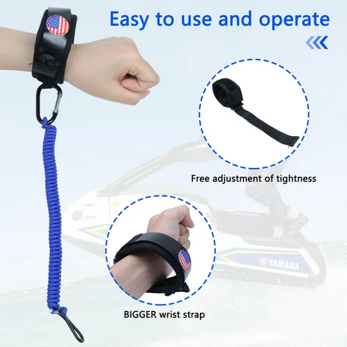 Vista 3 de Boat Kill Switch Lanyards Wrist Strap, Jet Ski Key Lanyard Fit for Mercruiser Marine Outboard