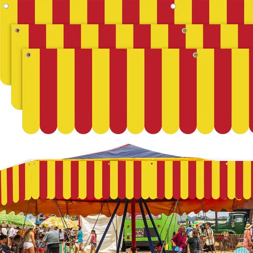 Vista 9 de Preboun 3 piezas de decoración de toldo de carnaval, tienda de campaña de circo, decoraciones colgantes de carnaval, pancarta de concesión, toldo
