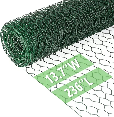 Vista 31 de Malla de gallinero de 13.7 pulgadas x 236 pulgadas, red de alambre para aves, malla hexagonal galvanizada, cerca barrera de jardín para cercado