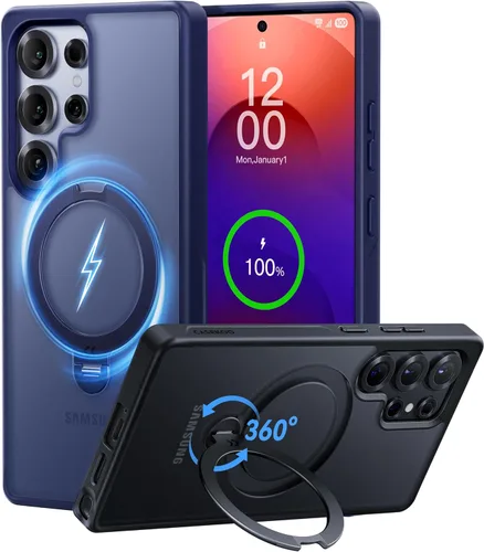 Vista 13 de CASEKOO Funda violeta cobalto para Samsung Galaxy S26 Ultra con soporte magnético de 360 giros [compatible con MagSafe]