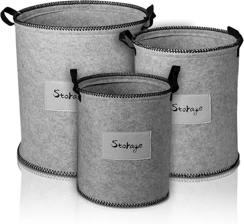 Vista 9 de Cesta de lavandería – Contenedores de almacenamiento de tela de algodón con asas, cesta grande para la ropa sucia para decoración del hogar