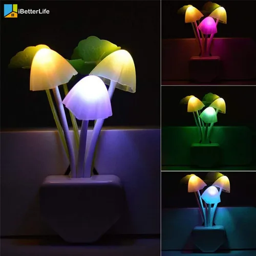 Vista 2 de iBetterLife Luz Nocturna LED con Sensor Inteligente 0.6W, Luces Nocturnas Cambiables de Color, Enchufables, Linda Luz Nocturna en Forma de Seta
