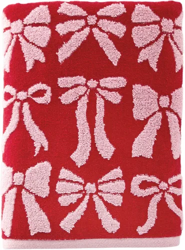 SKL Home - Toalla de baño de 100% algodón prémium, diseño de lazos, jacquard, 500 GSM, reversible, suave y absorbente, decorativa, para cada día,