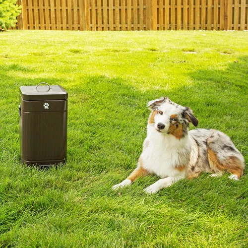 Vista 7 de Cubo de Basura para Excremento de Perro para Exteriores - Cubo de Basura para Desechos de Perro al Aire Libre con Tapa - Contenedor de Estación