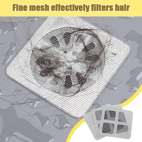 Vista 3 de Calcomanías Desechables para Drenaje de Cabello, Cubierta Desechable de Salida de Ducha de 4" X 4" con Calcomanías de Malla Atrapa-Cabellos