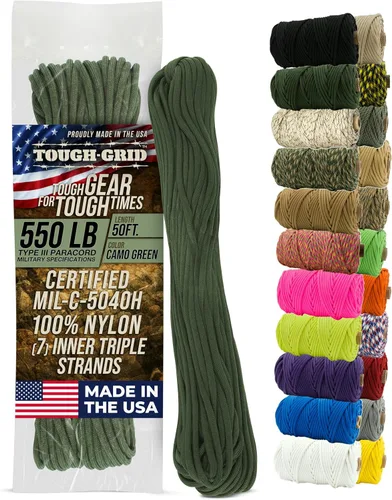 Vista 16 de TOUGH-GRID - Cuerda de paracaídas de 550 libras,100% nailon Mil-Spec tipo IV utilizada por el ejército de Estados Unidos, ideal para pulseras