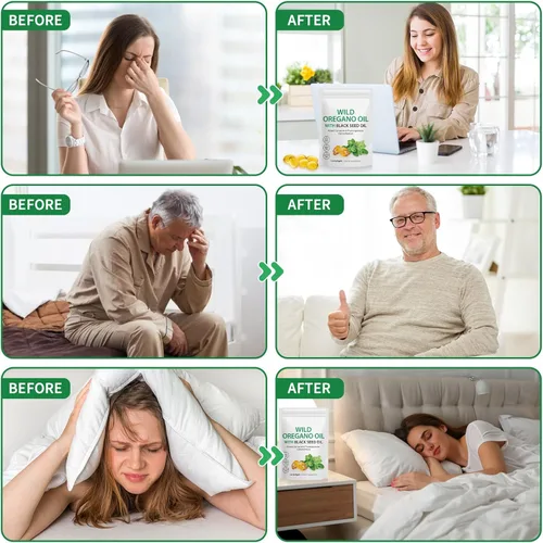 Vista 6 de Cápsulas blandas de aceite de orégano de 6000 mg por porción, 120 unidades 2 en 1 formulado con aceite de semilla negra de 200 mg, antioxidantes