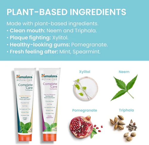 Vista 7 de Himalaya Botanique Complete Care - Pasta de dientes, a base de hierbas, paquete variado, sabor a menta y menta, combate la placa, refresca