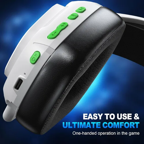 Vista 5 de 2.4GHz Wireless Gaming Headset for PS5/4, PC, Low-Latency Bluetooth Gaming Headphones with Stereo Sound, Noise Canceling Mic, Phantom White