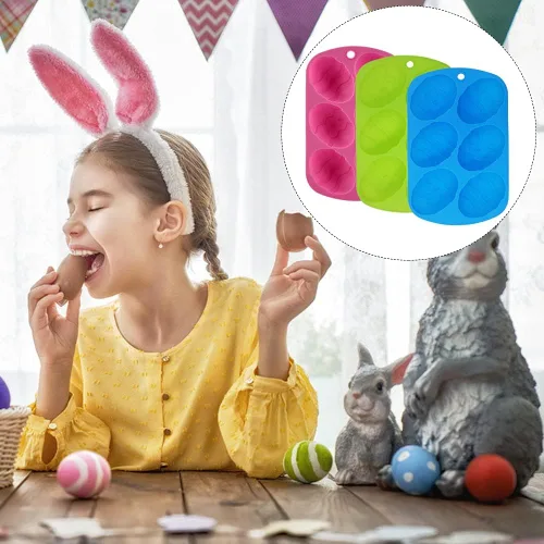 Vista 7 de Maxin Juego de 3 moldes de silicona para huevo, 6 moldes de chocolate de Pascua, molde antiadherente de grado alimenticio para hacer