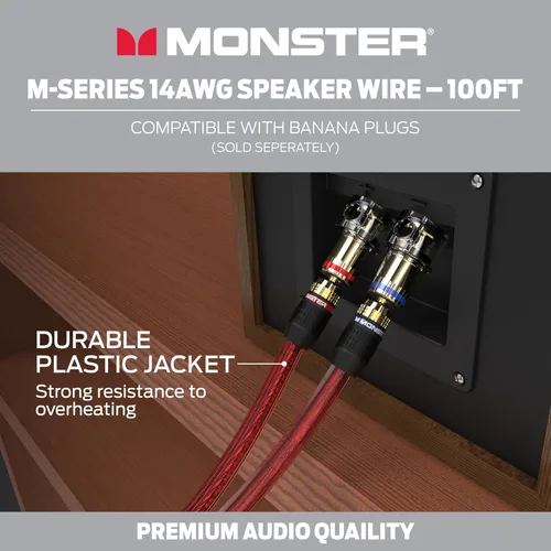 Vista 5 de Monster Cable de altavoz Serie M 14 AWG Cable de altavoz de rendimiento avanzado Bobina de 100 pies con construcción de alambre de altavoz de cobre