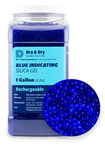 Vista 14 de Dry & Dry 1 galón de gel sílice color azul (de 0.08 a 0.16 pulgadas estándar industrial), 7.5 lb, reutilizable