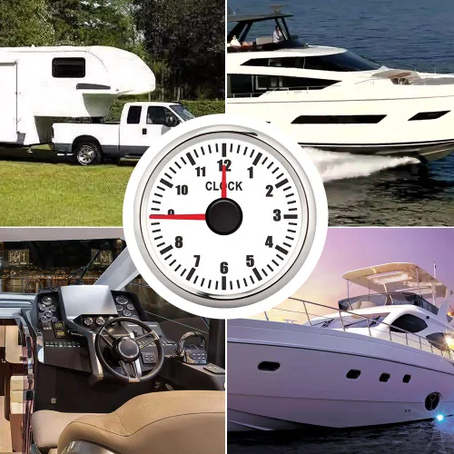 Vista 2 de Medidor de reloj de 2 pulgadas universal 012 medidor de hora Reloj Panel de instrumentos Medidores Pantalla de retroiluminación roja 12V/24V