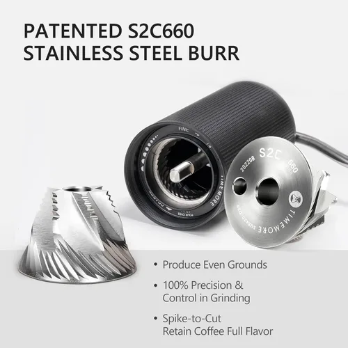 Vista 3 de TIMEMORE Chestnut C3S - Molinillo de café manual, molinillo de café de rebaba cónica de acero inoxidable S2C, molinillo de café de mano