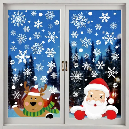 Vista 15 de Adhesivos navideños y calcomanías de Navidad para decoración de ventanas