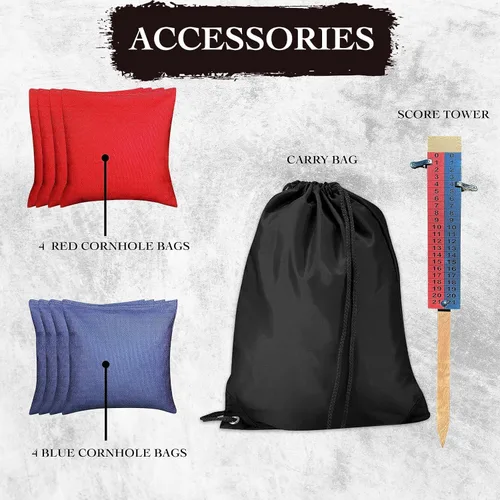 Vista 6 de BackYardGamesUSA Juego de tablas de Cornhole Pro Fabricado en Estados Unidos Abedul báltico 3/4 Sin rebote Patas triples gruesas Dos 2