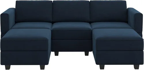 Vista 94 de Belffin Sofá modular Módulo medio con almacenamiento Accent Silla sin brazos para sofá modular seccional terciopelo negro