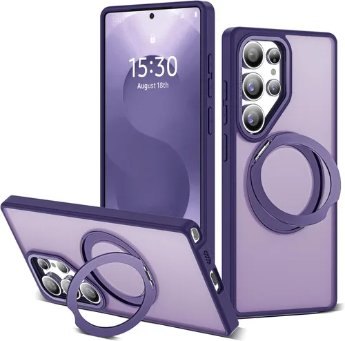 Vista 90 de Funda compatible con Samsung Galaxy S22 y S23 Ultra con soporte de anillo magnético giratorio 360 compatible con protección militar Mag-Safe, funda