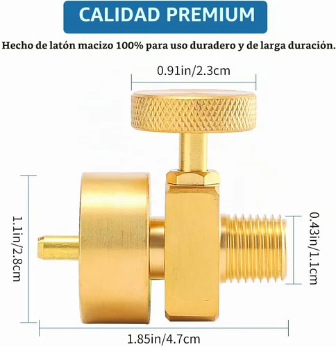 Vista 3 de Válvula de Control de Aguja de Propano de Latón de 1 Libra, Válvula Reguladora de Gas Propano de Presión Ajustable Desechable con Rosca Macho NPT
