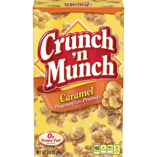 CRUNCH 'N MUNCH Palomitas de maíz de caramelo con cacahuetes, 3.5 onzas (paquete de 12)